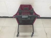 Panier de courses en plastique rouge avec siège enfant pour supermarché