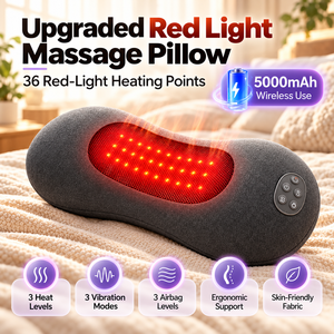 Coussin de massage à lumière rouge, chauffage sans fil, compression d'air, ergonomique, pour la relaxation à domicile - Product Image 1