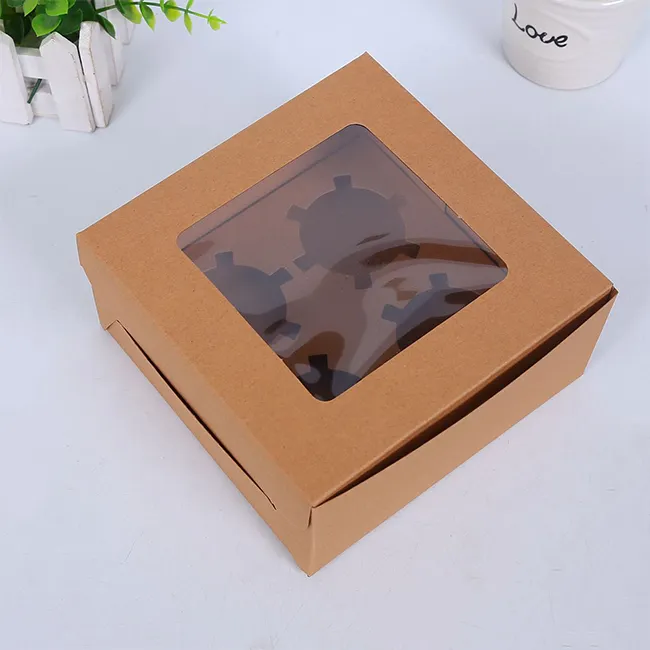 Şeffaf bisküvi plastik kurabiye kutusu ambalaj lüks kutu çerezler fırın çerez kek turta kutuları ile pencere