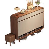 Meuble à chaussures moderne avec structure en bois massif et étagère ouverte, armoire de rangement pour chaussures en bois pour entrée, meuble