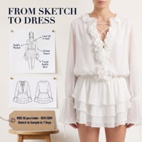 Robe chemise blanche à volants personnalisée en gros – Élégante, moderne, décontractée pour femme, idéale pour l'été, la plage et les vacances