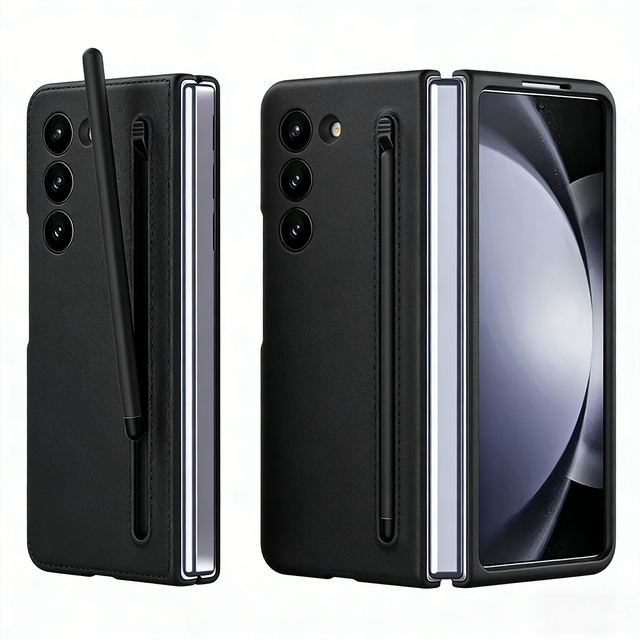 For for Z Fold 7 6 5 4 3 Cases Business Design Magnetic PC Material Radium Carving Shockproof Privacy Screen Protector