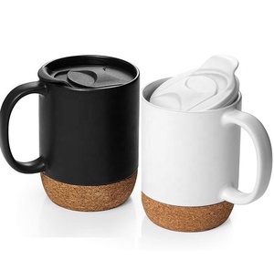 Tasses à café Tasse en céramique avec fond en liège isolé et couvercle anti-éclaboussures Grande tasse à café avec poignée Cadeau de la Saint-<span class=keywords><strong>Valentin</strong></span> - Product Image 1