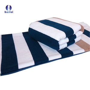 Calidad de lujo 550gsm o 630gsm 100% algodón Custom Cabana Blue and White Stripe Pool Swim and Bath Toalla de playa para hoteles - Product Image 2