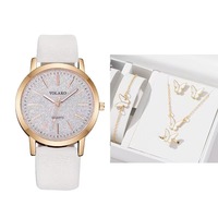 Ensemble de bijoux pour femmes, montre papillon en or rose, cadran scintillant, montre-bracelet à Quartz, collier, boucles d'oreilles, bague, bracelet, cadeau, 5 pièces
