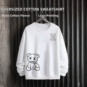 Oversized Crewneck Washed Winter Casual 100% Cotton Fleece Sweatshirt Digital Printed Logo Custom Embroidery <b>Pullover</b> Hoodie - Product Image 2