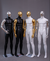 Présentoir de costume pour homme grande taille Shining Star, mannequin en plastique, tête chromée dorée, corps complet noir et blanc