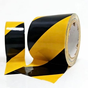 Acrylic Single Sided Warning Fabric-Backed PVC Floor Marking <b>Tape</b> Yellow Black Zebra Crossing Area Demarcation 0.15mm - Product Image 1