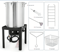 Kit de cuisson extérieur complet en aluminium de 30 Qt avec brûleur au propane, friteuse à dinde et marmite à fruits de mer, incluant un couvercle pour Thanksgiving