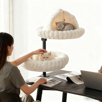 Lit de bureau pour chat, double nid hamac rotatif, espace de jeu intérieur pour animaux, fixation sur table de bureau, support réglable peu encombrant