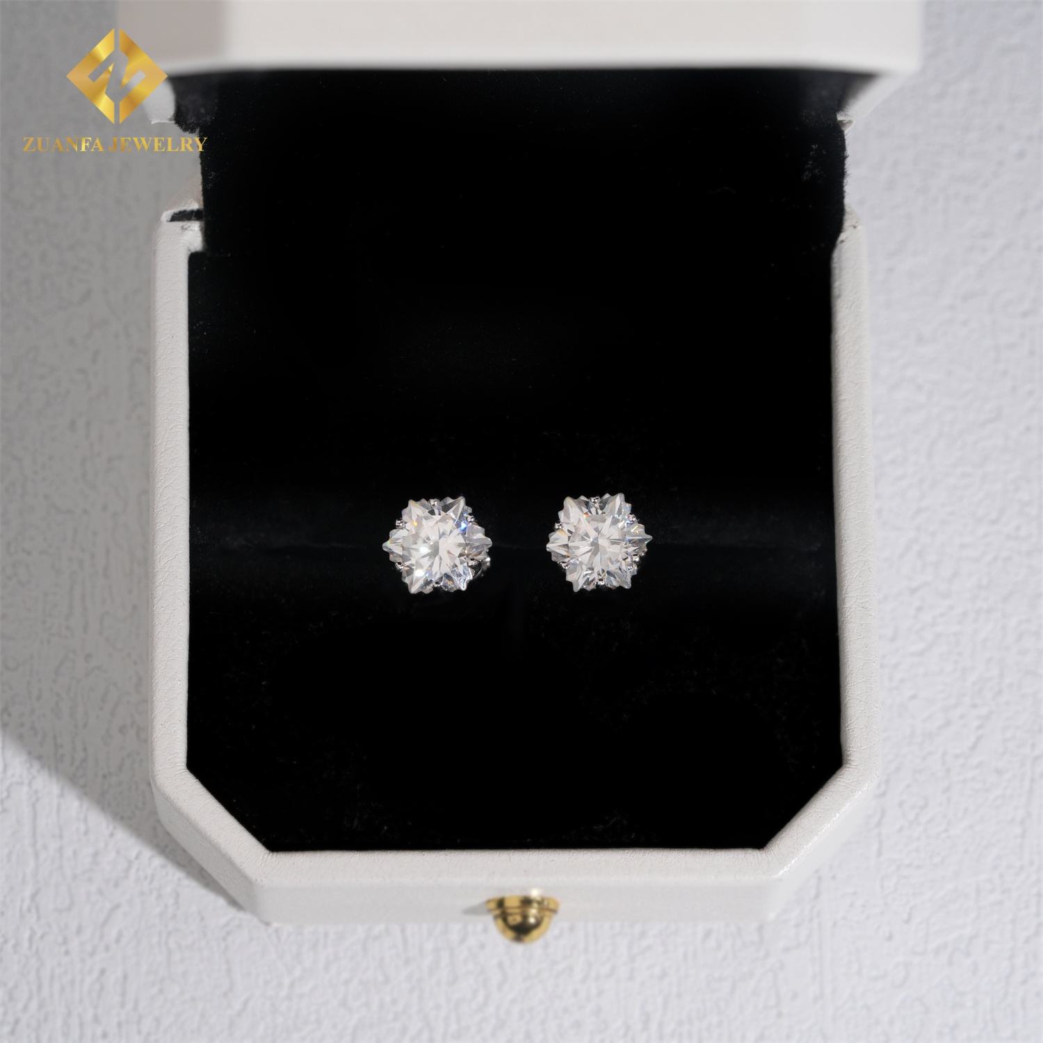 8mm Snowflakes Moissanite Earrings