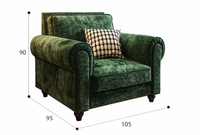 Prix pour un canapé moderne en chenille verte à une place, avec accoudoirs roulés, garniture cloutée et coussins moelleux pour salon, hôtel, salle de séjour