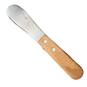 DG-1379 7 Inch 17.8cm Heavy Duty Stainless Steel Wood Handle Butter Knife Spreader