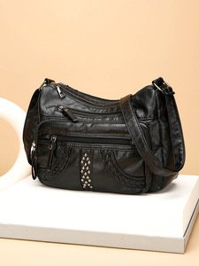 Bag Women New Handbags PU Soft Leather Crossbody Shoulder Bag Simple Casual <b>Purse</b> With Multi-zipper Tanjing - Product Image 5