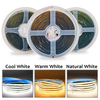 Bande lumineuse LED COB 320 LED 10m 8mm Cuivre Flexible Blanc Chaud Rétroéclairage 12V/24V Bande LED COB Intelligente