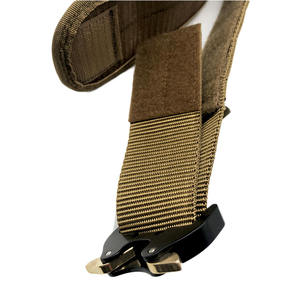 Sabuk taktis tugas EDC dua lapis diperkuat di bawah baja hitam gesper d-ring nilon uniseks penggunaan luar ruangan - Product Image 4