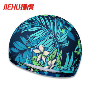 Gorro de Natación Estampado Jiehu, Poliéster Unisex, Secado Rápido, Transpirable, para Natación y Deportes Acuáticos, Diseño Floral para Adultos - Product Image 1