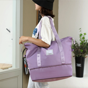 <span class=keywords><strong>Sac</strong></span> de sport pliable de voyage imperméable en nylon violet rose personnalisé, motif géométrique, luxe décontracté pour femmes - Product Image 4