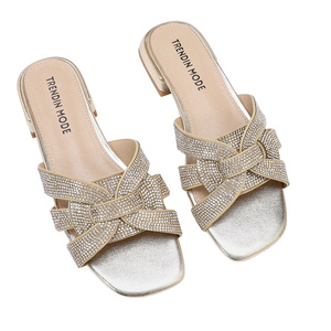 PU Women's <strong>Slipper</strong> Flat Light Weight Slip-On Customized <strong>Diamante</strong> Comfort Soft Footwear for Autumn/Spring/Summer - Product Image 3