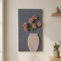 Seni Dinding Bunga Art Deco dalam Vas (25B-1875)-Bahan MDF Dekorasi Ruang Tamu