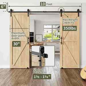 WEKIS High Quality Brass M00002 Barn Door Track System Hardware <b>Kit</b> 6.6FT Sliding Door Set Soundproof Satin Black Finish - Product Image 5