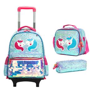 Paillettes 2-6 grade de l'école primaire girls16-inch amovible chariot <span class=keywords><strong>cartable</strong></span> réduire fardeau 3 pièce sac <span class=keywords><strong>à</strong></span> dos ensemble - Product Image 4