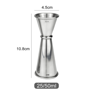 Jigger de Doble Punta de 25/50 ml con Acabado Cepillado, de Acero Inoxidable 304, para Medir Bebidas, Personalizable con el Logotipo OEM - Product Image 2