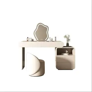 Modern White Hollywood Vanity Makeup Dressing Table with Lighted Mirror and Stool Most Popular Luxury Bedroom Furniture Panel