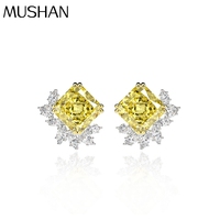 MUSHAN Schmuckfabrik S925 Sterling Silber Blumen 5 Karat Quadrat 10*10mm Hochkarätiger Diamant-Ohrstecker Vielseitiges Geschenk