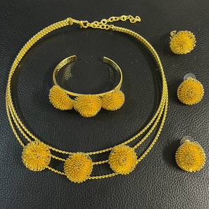 2026 Fashion Trendy Wedding <strong>Jewlery</strong> Set Luxury Glod Plated Jewelry Necklace for Women Set - Product Image 4