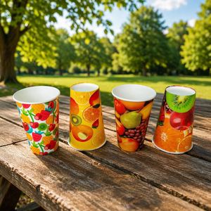 Gobelets en papier kraft jetables avec couvercle, logo imprimé personnalisé, gobelets pour boissons froides - Product Image 1