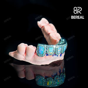 มอยส์ซาไนท์ฟันกริลส์ชุบทองเครื่องประดับเพชรแบบวิจิตรตัดละเอียด - Product Image 2