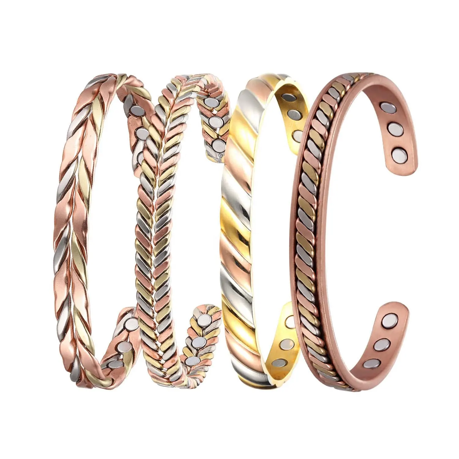 Pulseiras de fio de cobre minimalistas ajustáveis para mulheres, trança artesanal de cobre puro 99,99%