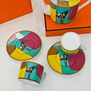 American Style 5-Piece Tea Set Best Selling Eco-Friendly Glass <b>Coffee</b> Tool Porcelain Saucer Bamboo <b>Whisk</b> 500ml-1L for Home Use - Product Image 5