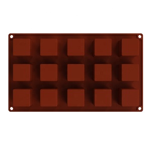 แม่พิมพ์เค้กซิลิโคนทรงลูกบาศก์ 15 ช่อง สำหรับทำมูส ขนมอบ ของหวาน ช็อกโกแลต บราวนี่ ไอศกรีม พุดดิ้ง บรรจุในถุง OPP - Product Image 2