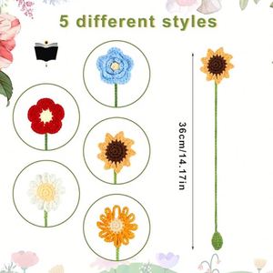 Sunflower Crochet Flower <b>Bookmarks</b> Handmade Daisy Knitted <b>Bookmark</b> Curtain Tie Car Pendant <b>Gift</b> - Product Image 2