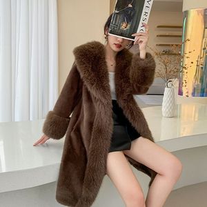 Fourrure longue longueur <span class=keywords><strong>grande</strong></span> <span class=keywords><strong>taille</strong></span> vêtements d'hiver pour femmes avec grand revers fausse fourrure de renard veste d'hiver <span class=keywords><strong>femme</strong></span> - Product Image 6