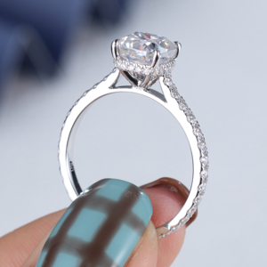 <span class=keywords><strong>Bague</strong></span> de mariage en moissanite de 1.6mm Excellent service client en or blanc massif 18 carats 2 <span class=keywords><strong>Carter</strong></span> 7x7mm Band Fine Jewelry Diamond Gemstones - Product Image 3