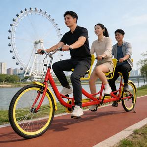 Bicicletta Elettrica <span class=keywords><strong>Tandem</strong></span> a Tre Posti di Alta Qualità, <span class=keywords><strong>Bici</strong></span> Familiare Regolabile per Tempo Libero all'Aperto, Passeggiate nel Parco e Divertimento - Product Image 1