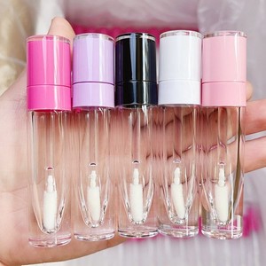 Tube de brillant à lèvres rond en plastique de 7 ml, avec applicateur, couleurs <span class=keywords><strong>rose</strong></span> fuchsia, violet, blanc, noir – En stock, vente chaude - Product Image 5