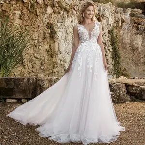 Bohemian Sweetheart Tulle glitter Wedding Dresses For Women 2024 off-shoulder sleeves A-Line Long Bride Gowns Vestidos Noiva