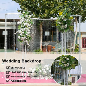 Suministros para fiestas LEDA, decoración de fondo de escenario de boda, arco blanco, forma curva, soporte de fondo de Metal con cristales colgantes - Product Image 3
