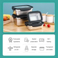 Boîte à lunch carrée en acier inoxydable hermétique pour la conservation des aliments, capacité de 1 à 3 L, portable pour la cuisine