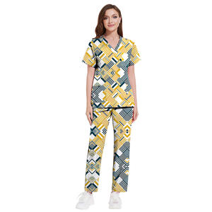 Conjunto de uniforme de enfermería con cuello en V de LICRA de poliéster de verano de alta calidad Unisex - Product Image 6