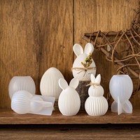 Oster-Ei Hasen-Ei-förmige Silikonform Aromatherapie-Kerze DIY Kreative Gestreifte Gesichtslose Form für Gips-Ornamente Kuchenwerkzeuge