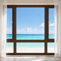Ventana Abatible de Aluminio con Certificación Contra el Viento, Vidrio Templado Horizontal Moderno para Villa