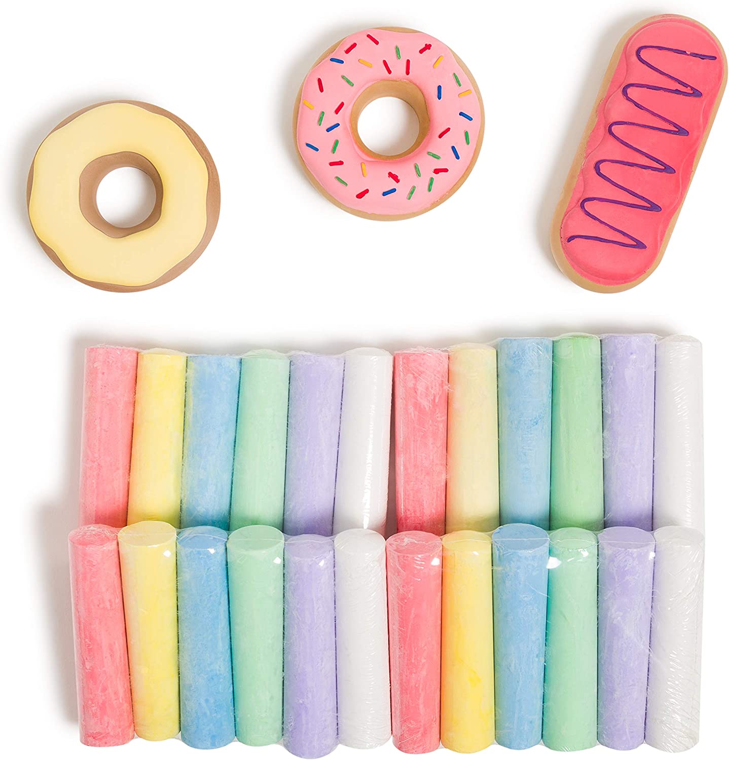 20 Piece 4-inch Sidewalk Chalk Play Set for Kids | Nontoxic Outdoor Jumbo Chalk Set with Storage Bucket