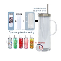 Mug à café anti-fuite effet boule à neige avec paillettes, pré-percé pour DIY, gobelet de 20 oz avec poignée pour impression par sublimation