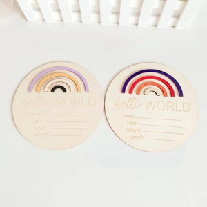 Decoración de fondo de foto de bebé HELLO WORLD crecimiento hito tablero de madera bienvenida de bebé cartel de madera RECUERDO DE NACIMIENTO recién nacido - Product Image 4