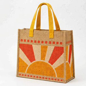 Bolsa de Yute Natural Sostenible Reutilizable, Bolsa de Compras Ecológica para Tiendas de Abarrotes, Supermercados, Viajes, Oficina, Picnic - Product Image 6